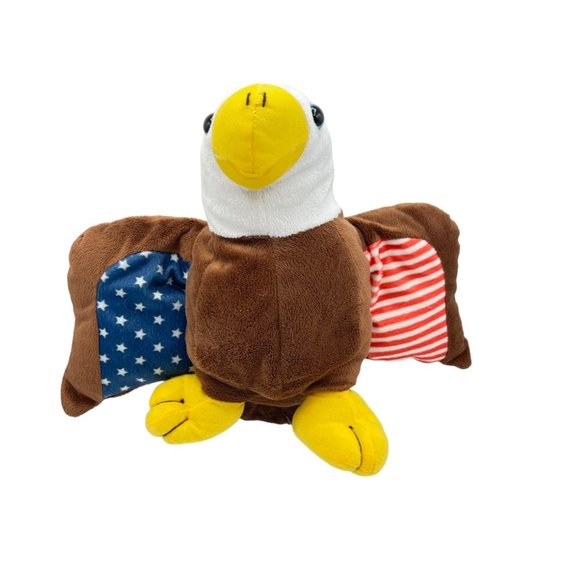 Patriotic Bald Eagle Flag Wing Stuffed Animal Plush Toy Independence Day Symbol - Picture 2 of 8